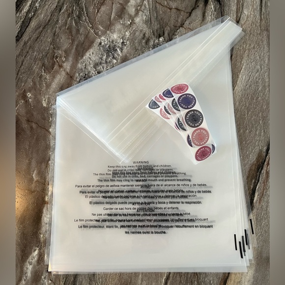 25 Resealable Poly Bags 10 x 13 Clear Self-Seal & 25 Thank You Stickers - Picture 4 of 10